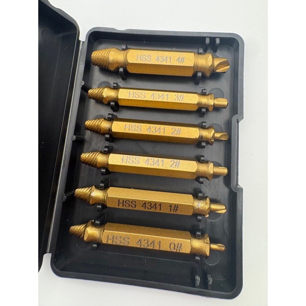 Professional HSS 4341 Damaged Screw Extractor Set - 6 Piece Kit with Case